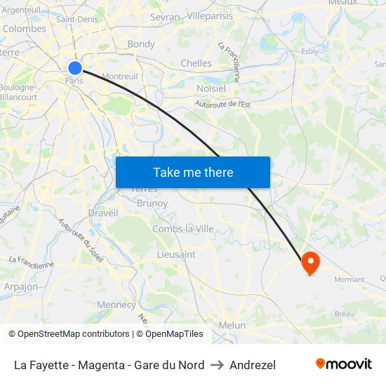 La Fayette - Magenta - Gare du Nord to Andrezel map