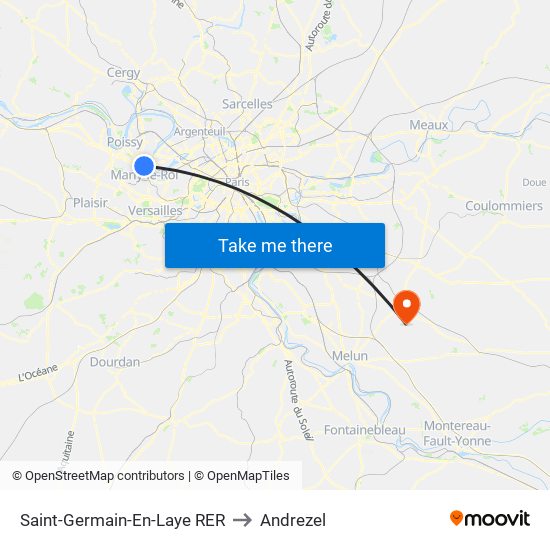 Saint-Germain-En-Laye RER to Andrezel map