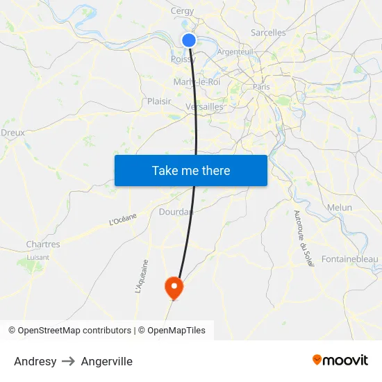 Andresy to Angerville map