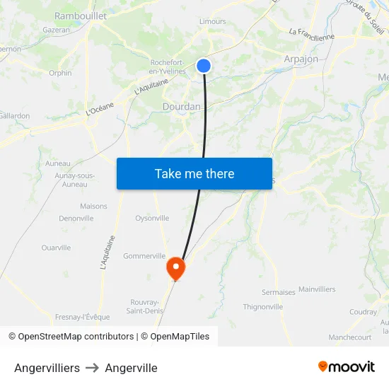 Angervilliers to Angerville map