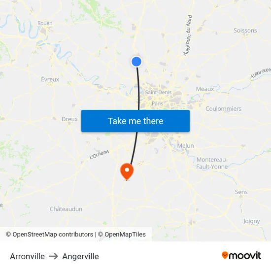 Arronville to Angerville map