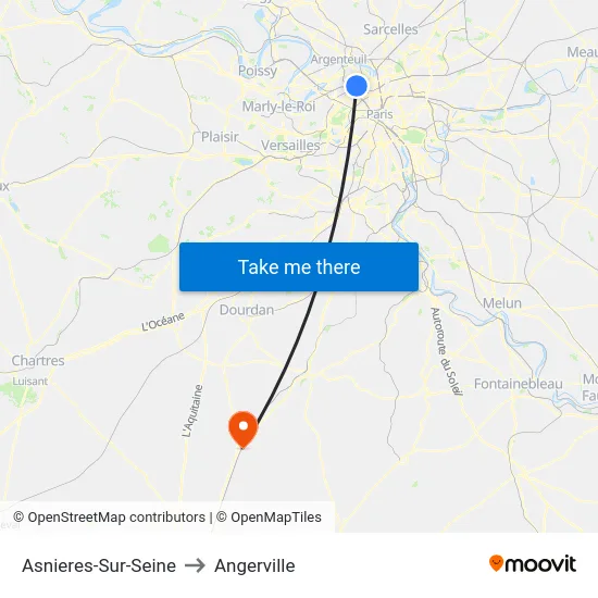 Asnieres-Sur-Seine to Angerville map