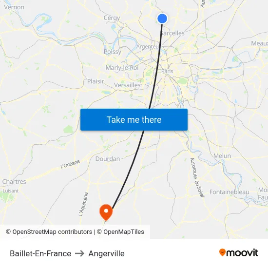 Baillet-En-France to Angerville map