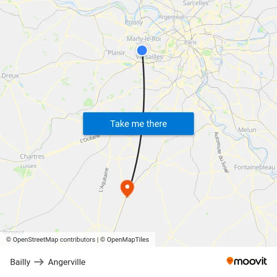 Bailly to Angerville map