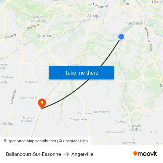 Ballancourt-Sur-Essonne to Angerville map