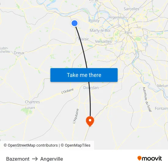 Bazemont to Angerville map