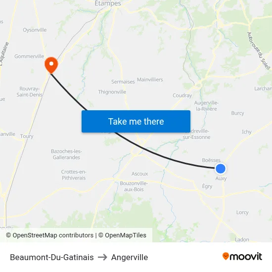 Beaumont-Du-Gatinais to Angerville map