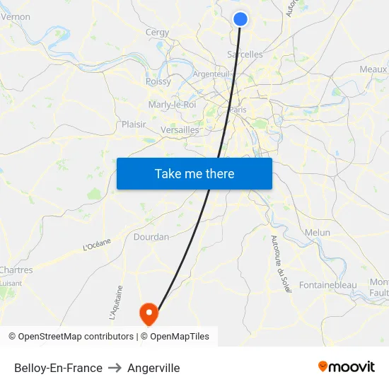 Belloy-En-France to Angerville map