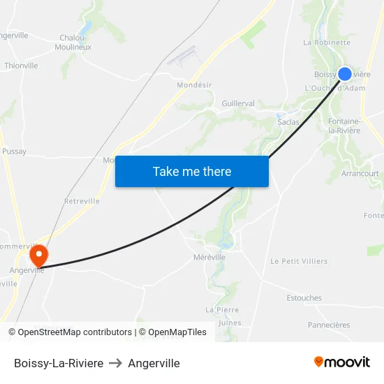 Boissy-La-Riviere to Angerville map