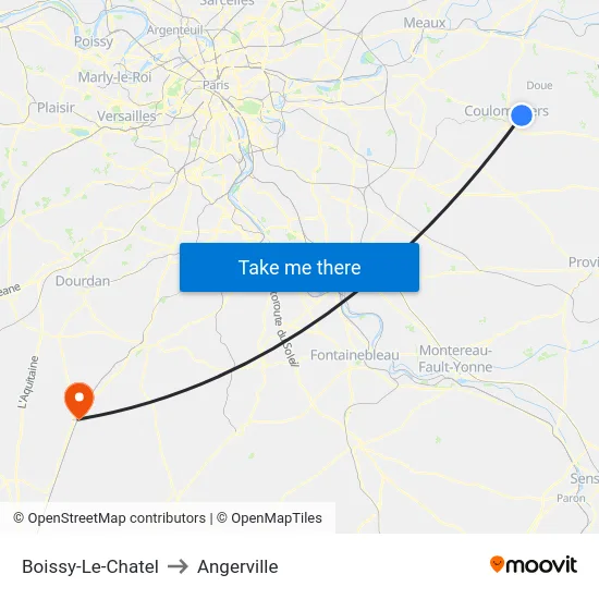 Boissy-Le-Chatel to Angerville map