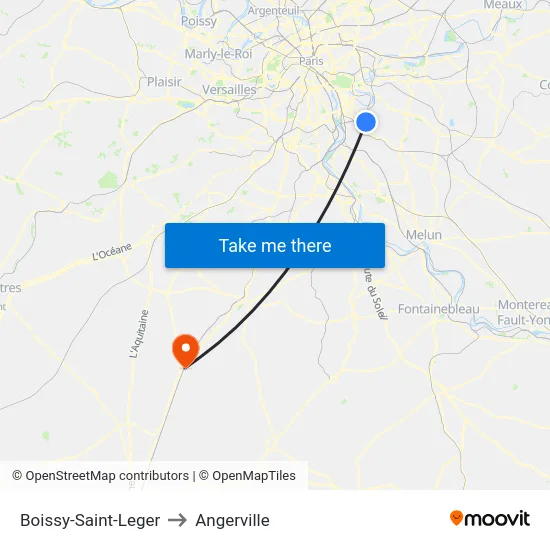 Boissy-Saint-Leger to Angerville map