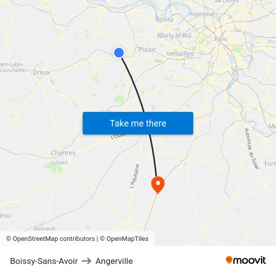 Boissy-Sans-Avoir to Angerville map