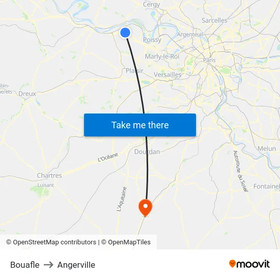 Bouafle to Angerville map