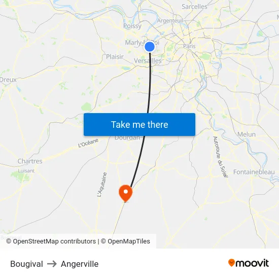 Bougival to Angerville map
