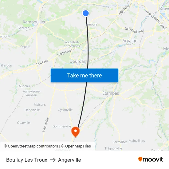 Boullay-Les-Troux to Angerville map