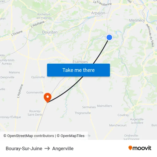 Bouray-Sur-Juine to Angerville map