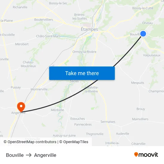 Bouville to Angerville map