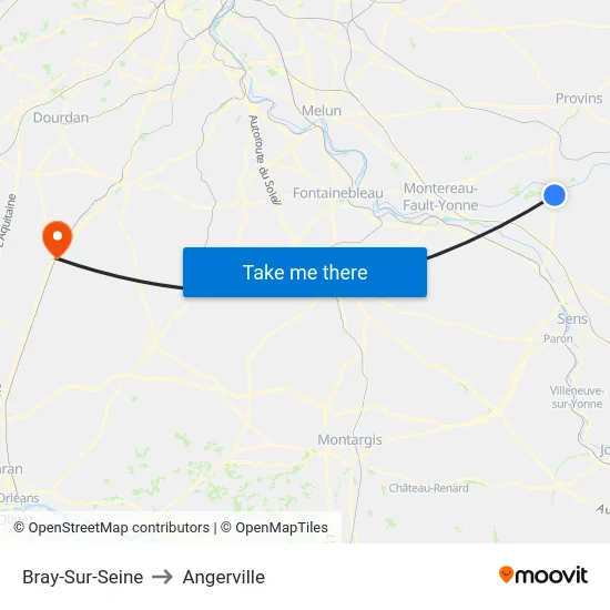 Bray-Sur-Seine to Angerville map