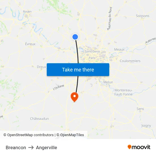 Breancon to Angerville map