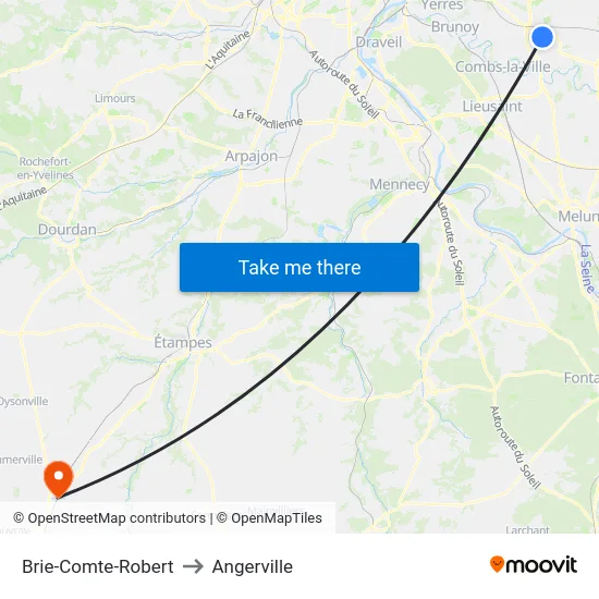 Brie-Comte-Robert to Angerville map