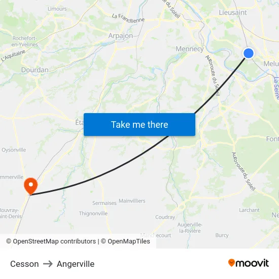 Cesson to Angerville map