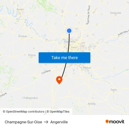 Champagne-Sur-Oise to Angerville map