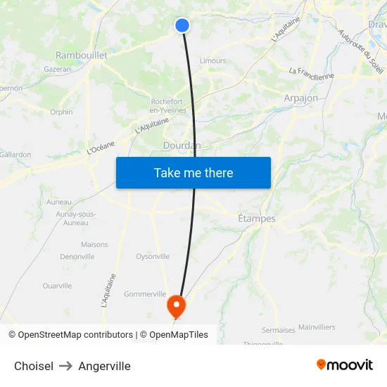 Choisel to Angerville map