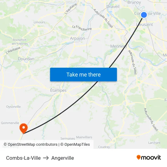 Combs-La-Ville to Angerville map