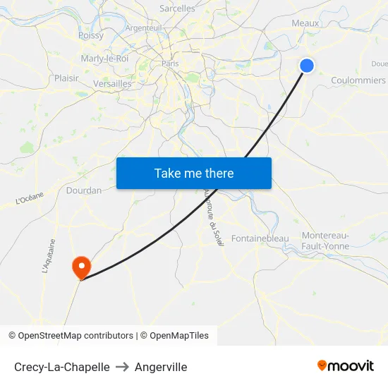 Crecy-La-Chapelle to Angerville map