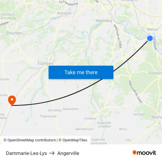 Dammarie-Les-Lys to Angerville map