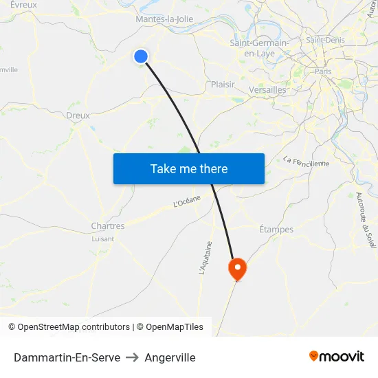 Dammartin-En-Serve to Angerville map