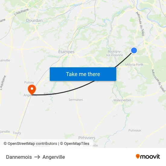 Dannemois to Angerville map