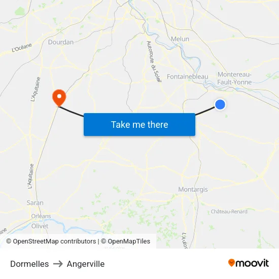 Dormelles to Angerville map