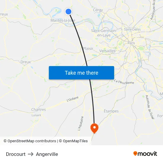 Drocourt to Angerville map