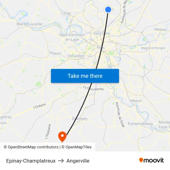 Epinay-Champlatreux to Angerville map
