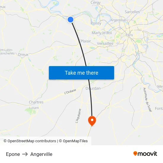 Epone to Angerville map