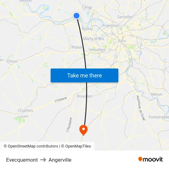 Evecquemont to Angerville map