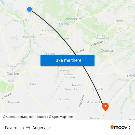 Faverolles to Angerville map