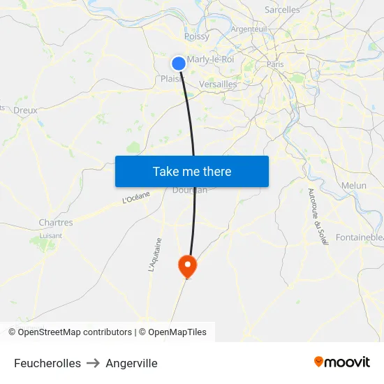 Feucherolles to Angerville map