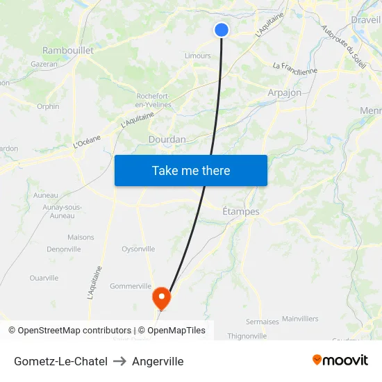 Gometz-Le-Chatel to Angerville map