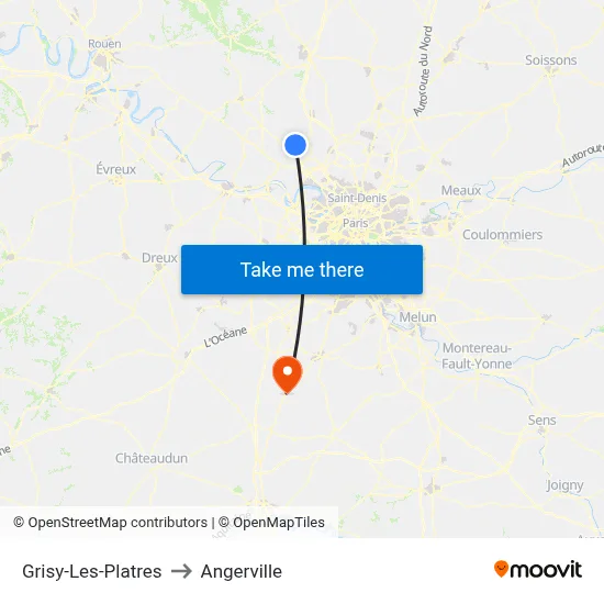 Grisy-Les-Platres to Angerville map