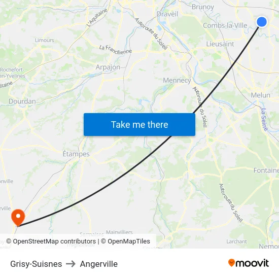 Grisy-Suisnes to Angerville map