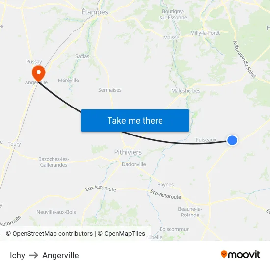 Ichy to Angerville map