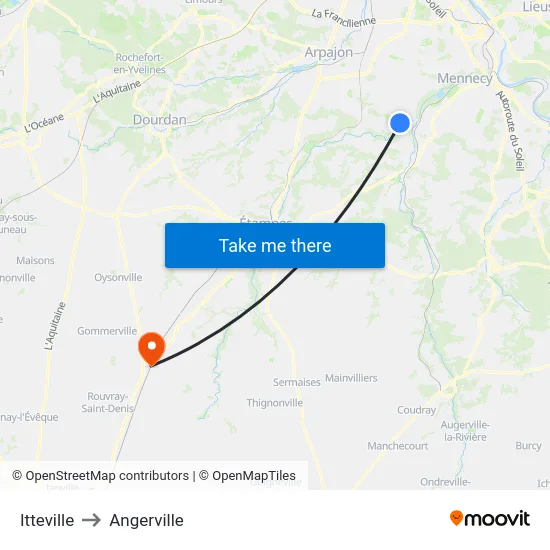 Itteville to Angerville map