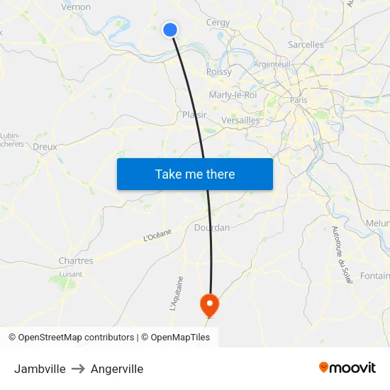 Jambville to Angerville map