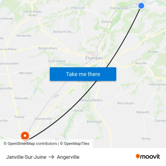 Janville-Sur-Juine to Angerville map