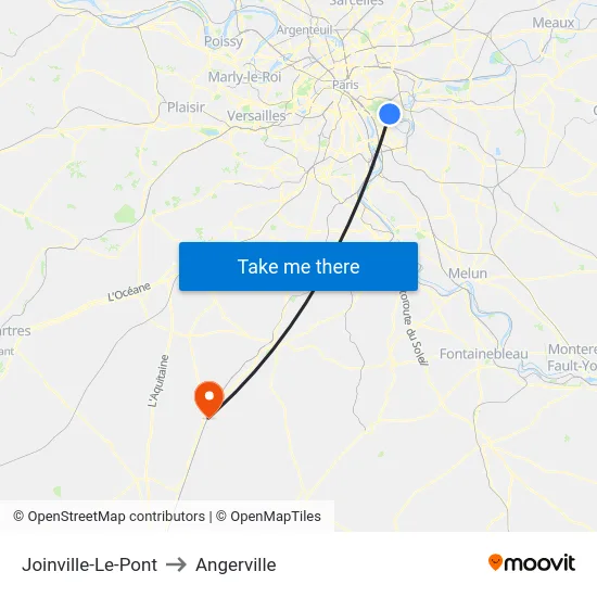Joinville-Le-Pont to Angerville map