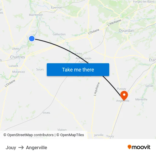 Jouy to Angerville map