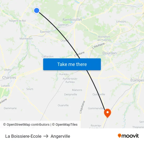 La Boissiere-Ecole to Angerville map