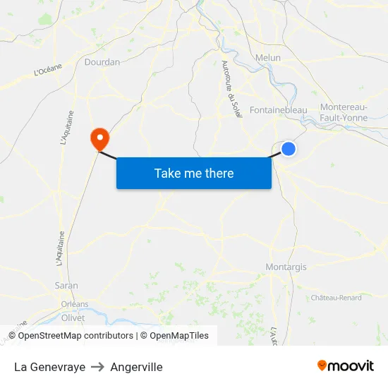 La Genevraye to Angerville map